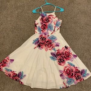 White floral midi dress
